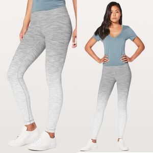 Lululemon Wunder Under Leggings Hi-Rise Tight Ombre Melange Space Dye White Sz 6